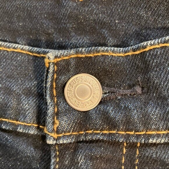 LEVI’S 511 Sz 30 Raw Hem Some Distressing Dark Wash Stretch  Denim Shorts - Picture 2 of 7